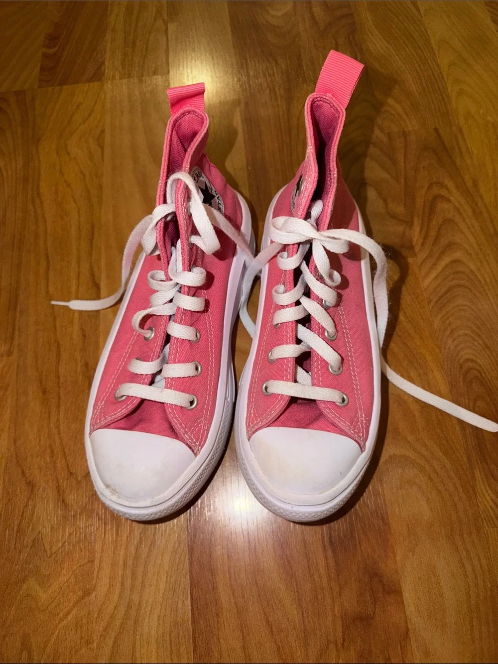 Converse Kids Pink High-Top Canvas Sneakers with White Laces